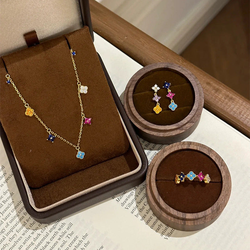 25 Sterling Silver Colored Four-Leaf Clover Dopamine Four-Leaf Clover Set