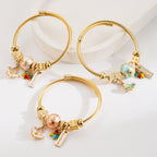 Vintage Oil Drop Flower Stainless Steel Bracelet