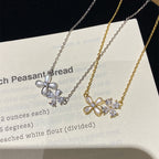 925 Sterling Silver Diamond Flower and Shell Necklace