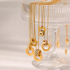 Rhinestone Stainless Steel Circle Lucky Bead Necklace