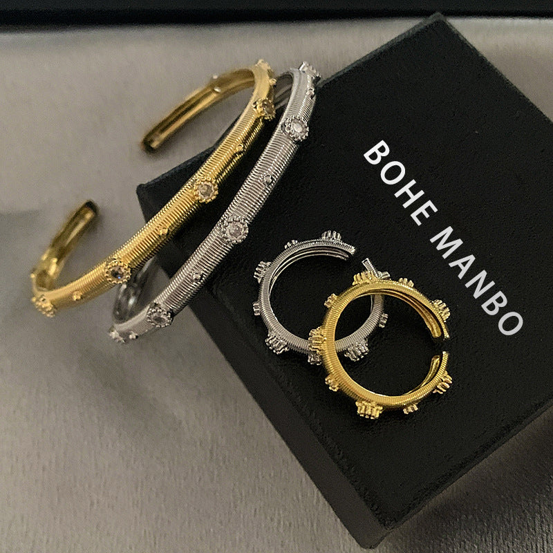 Brushed Zircon Bracelet Set