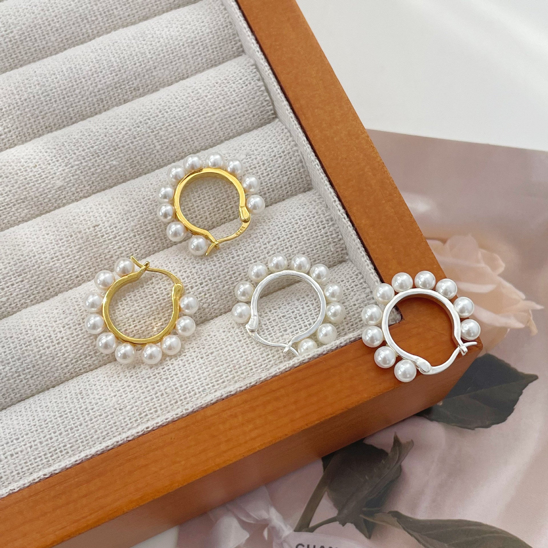 925 Sterling Silver Imitation Pearl Design Earrings