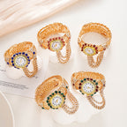 Vintage full diamond tassel quartz bracelet watch