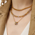 Color-blocked X Colorfast Stainless Steel Necklace