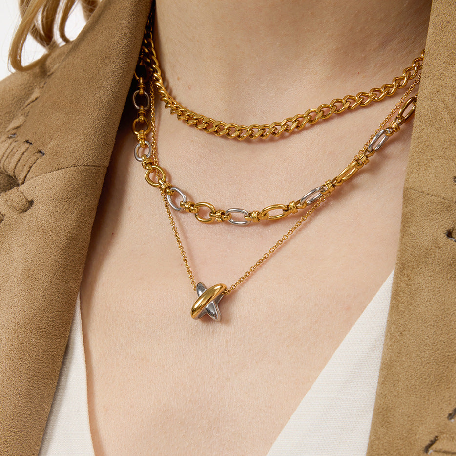 Color-blocked X Colorfast Stainless Steel Necklace