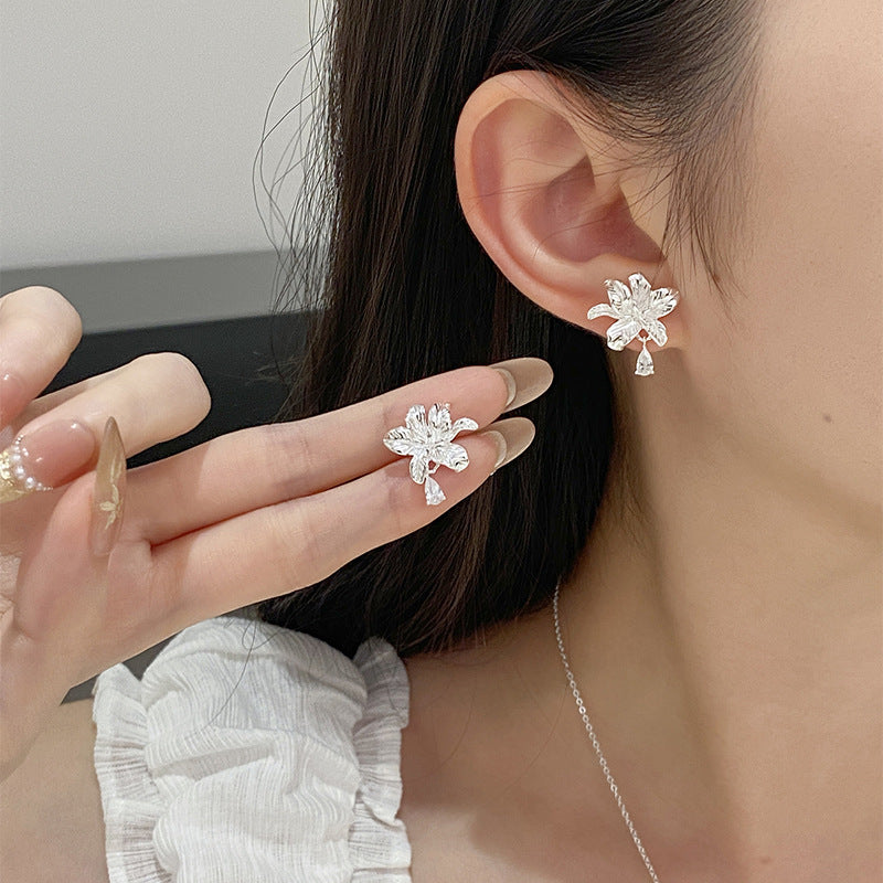 925 Sterling Silver Vintage Lily Teardrop Tassel Earrings