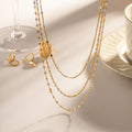 18k gold three-layer stainless steel necklace