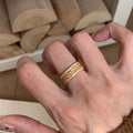 Full Diamond Woven Carved Brushed Copper Alloy Ring