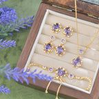 Purple zircon exquisite butterfly French light luxury copper alloy set