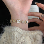 Natural mother-of-pearl aquamarine copper alloy bracelet