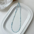 925 silver blue series handmade bead natural aquamarine necklace