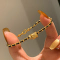 Black Gold Little Chanel Chain Brushed Copper Alloy Bracelet