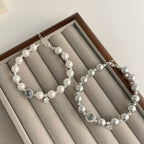 925 Sterling Silver Imitation Pearl Starry Sky Sapphire Handmade Bracelet