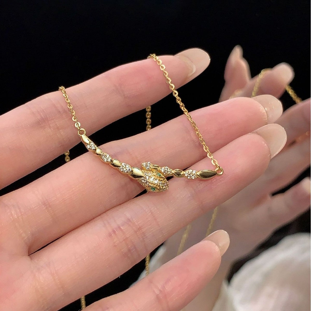 925 Sterling Silver Serpent Zircon Necklace