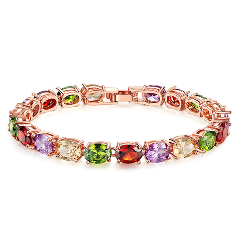 Rainbow Zircon Copper Alloy Bracelet