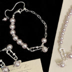 French Manta Rose Pearl Brooch Saturn Pull-Out Bracelet