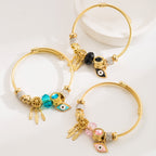 Vintage Oil Drop Evil Eye Stainless Steel Bracelet