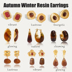 High-end stainless steel amber resin earrings