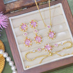 Pink Zircon Exquisite Butterfly French Luxury Copper Alloy Set