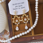 Vintage Baroque retro court style zirconium copper alloy stud earrings