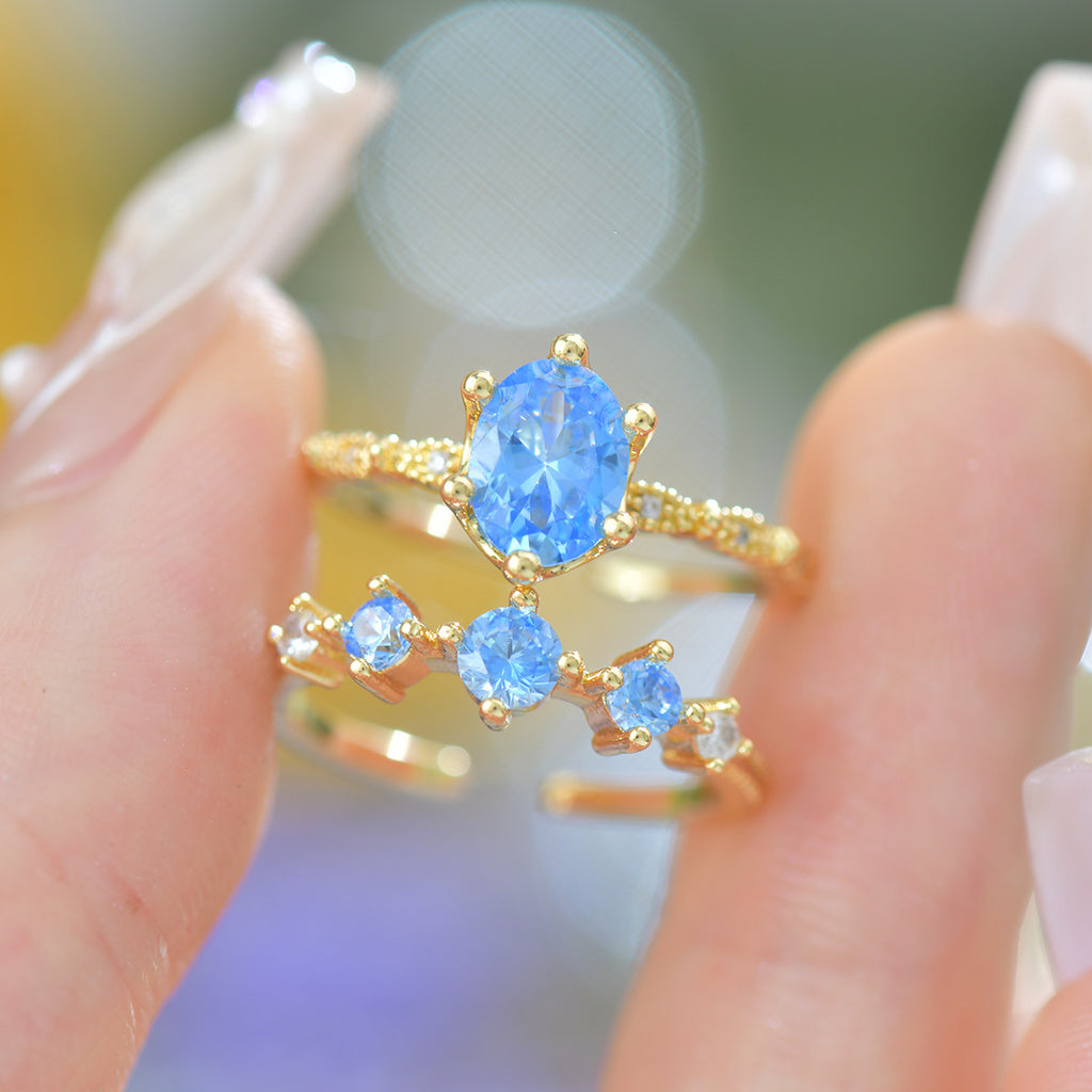 Luxury Ocean-grade Zircon Super Sparkling Exquisite Copper Alloy Ring