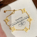 Vintage Brushed Star Lucky Clover Copper Alloy Bracelet