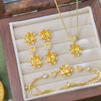 Yellow zircon exquisite butterfly French light luxury copper alloy set