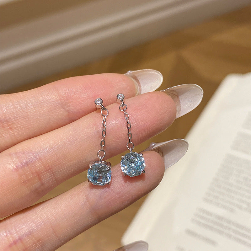 925 Sterling Silver Rose-Cut Colored Zircon Earrings