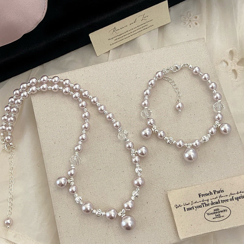 Manta Rose Pearl Necklace and Copper Alloy Bracelet