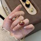 925 Sterling Silver Acacia Bean Red Agate Necklace