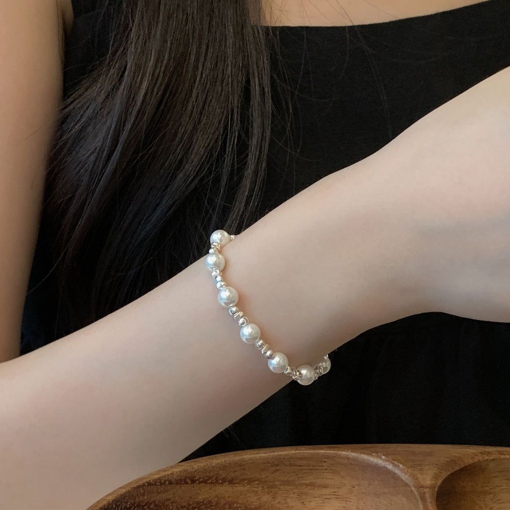 925 Sterling Silver Beaded Imitation Pearl Bracelet