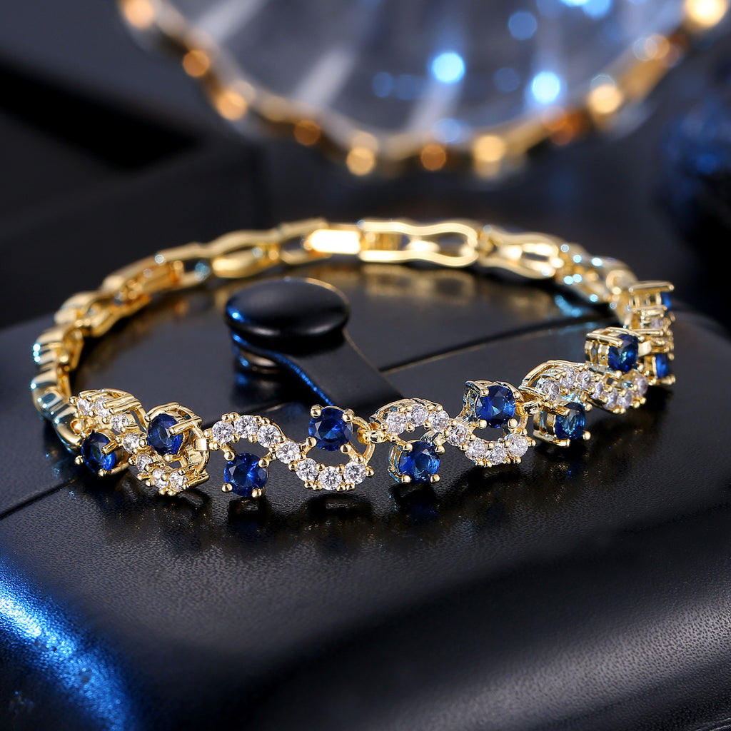 Blue Jewelry Bracelet Inlaid with Zircon and Copper Alloy