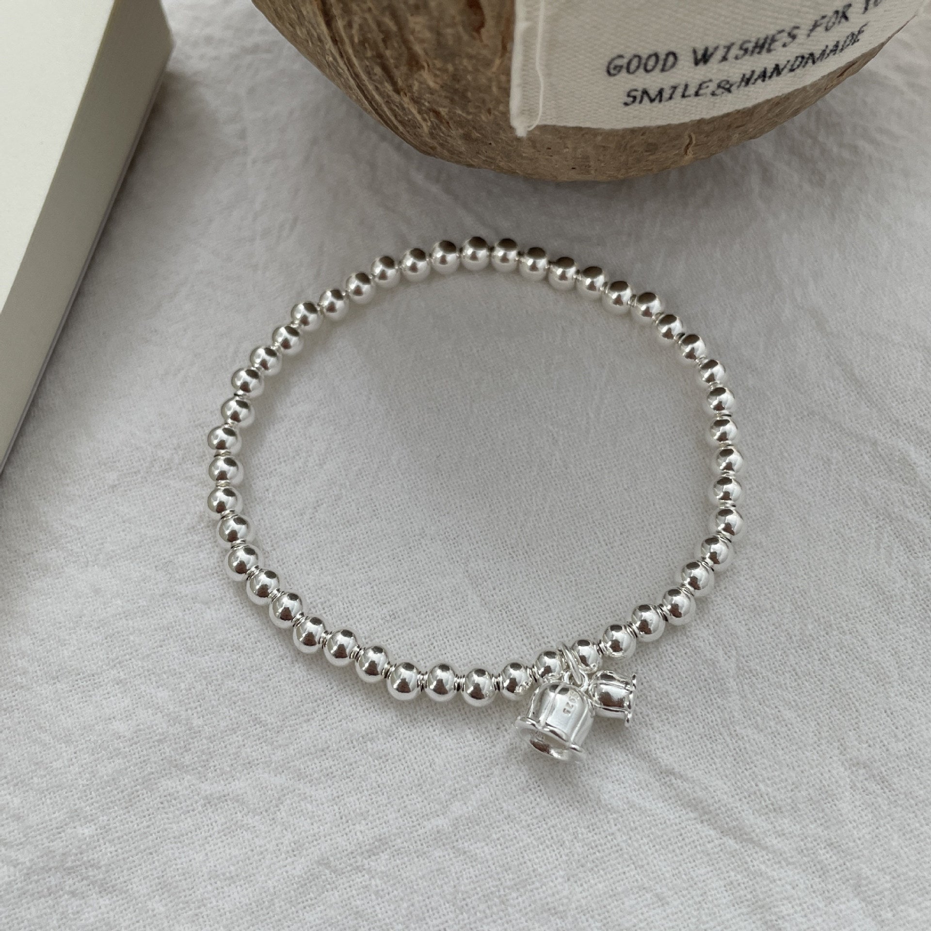 925 Sterling Silver Lily of the Valley Orchid Freshwater Pearl Silver Bead Bracelet