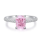 925 Sterling Silver Pink High Carbon Diamond Crush Ice Flower Ring