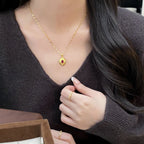 925 Sterling Silver Exquisite Emerald Vintage Brushed Pigeon Egg Necklace