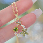 Olive Green Exquisite Zircon Copper Alloy Set