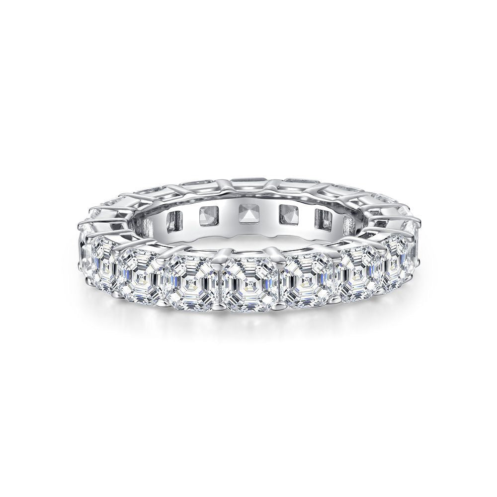925 Sterling Silver High Carbon Diamond Full Diamond Stackable Ring