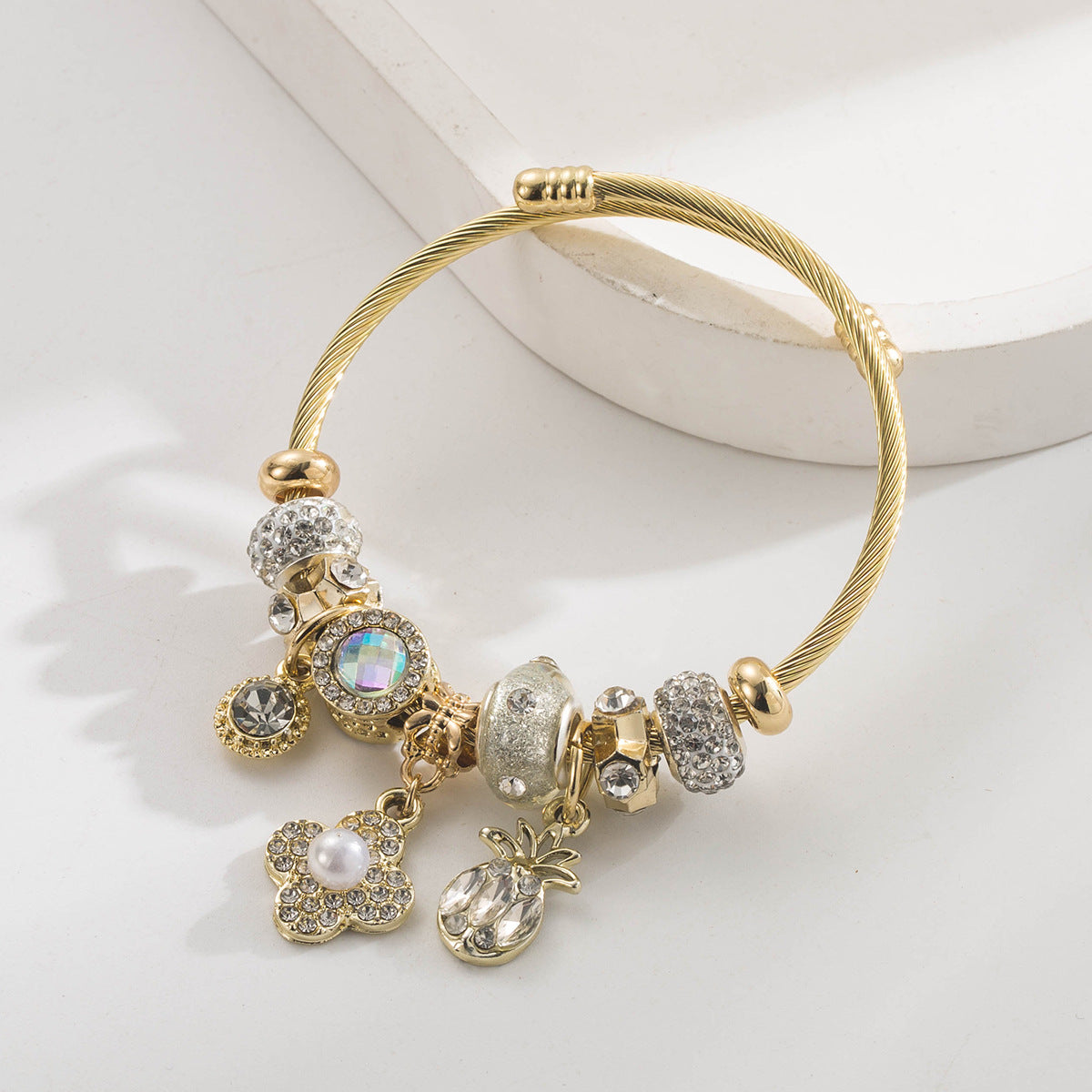 Vintage Pearl Flower Stainless Steel Bracelet