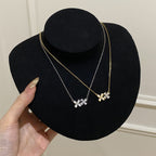 925 Sterling Silver Diamond Flower and Shell Necklace