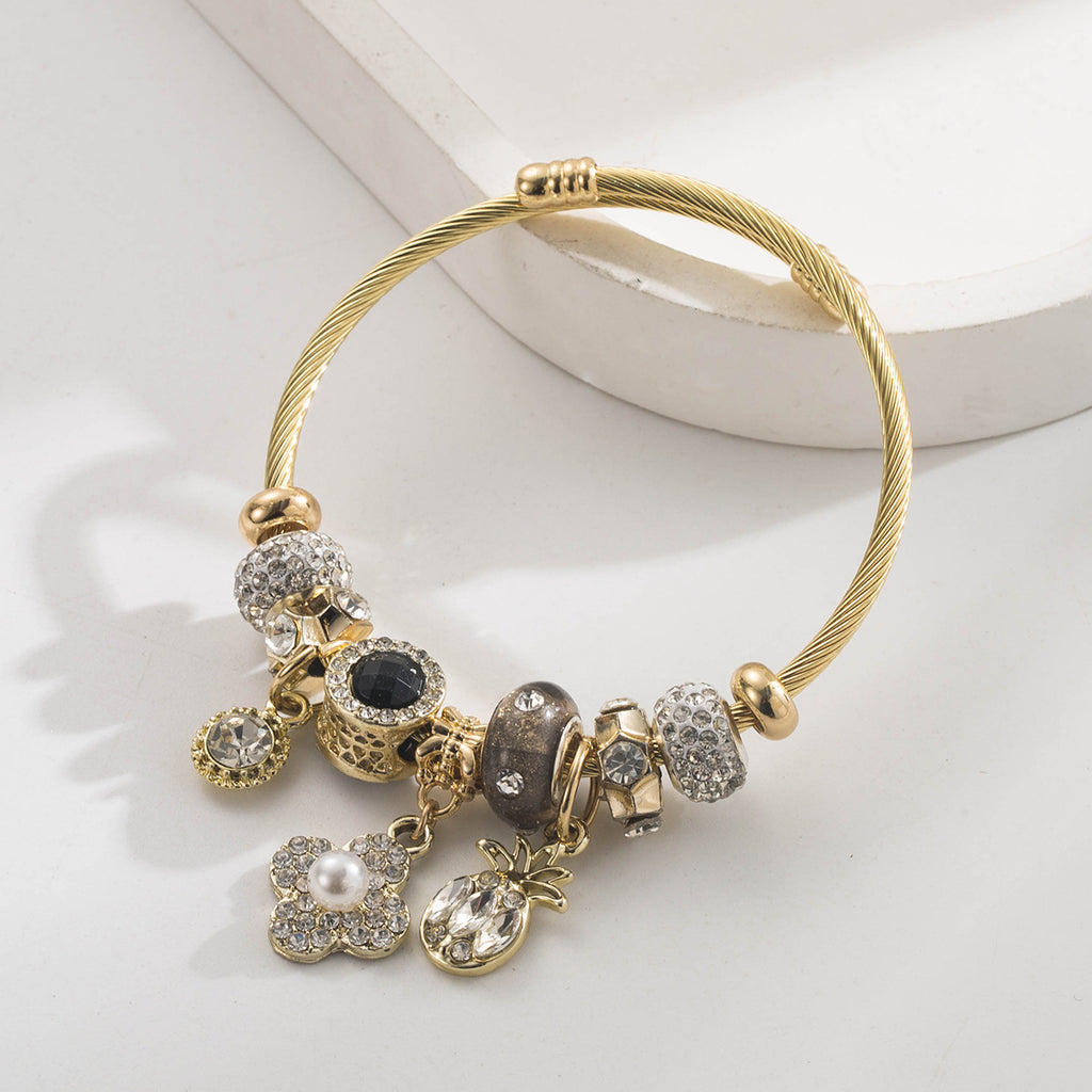 Vintage Pearl Flower Stainless Steel Bracelet
