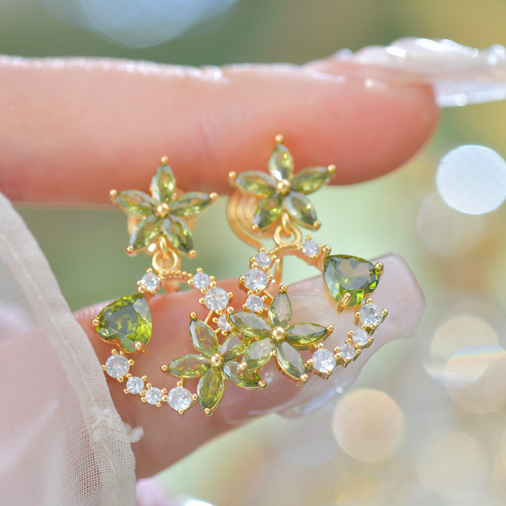 Olive Green Exquisite Zircon Copper Alloy Set