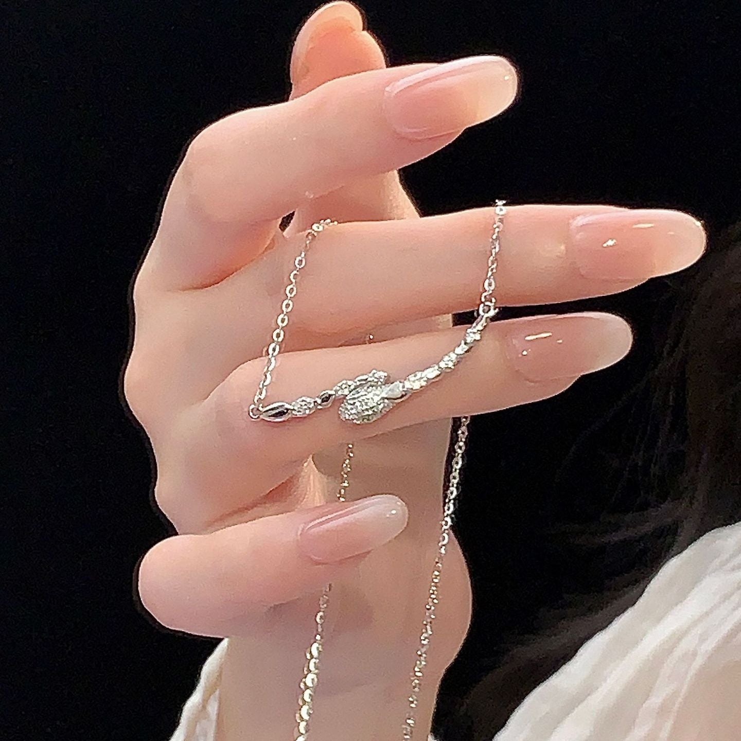 925 Sterling Silver Serpent Zircon Necklace