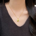 925 Sterling Silver Exquisite Emerald Vintage Brushed Pigeon Egg Necklace