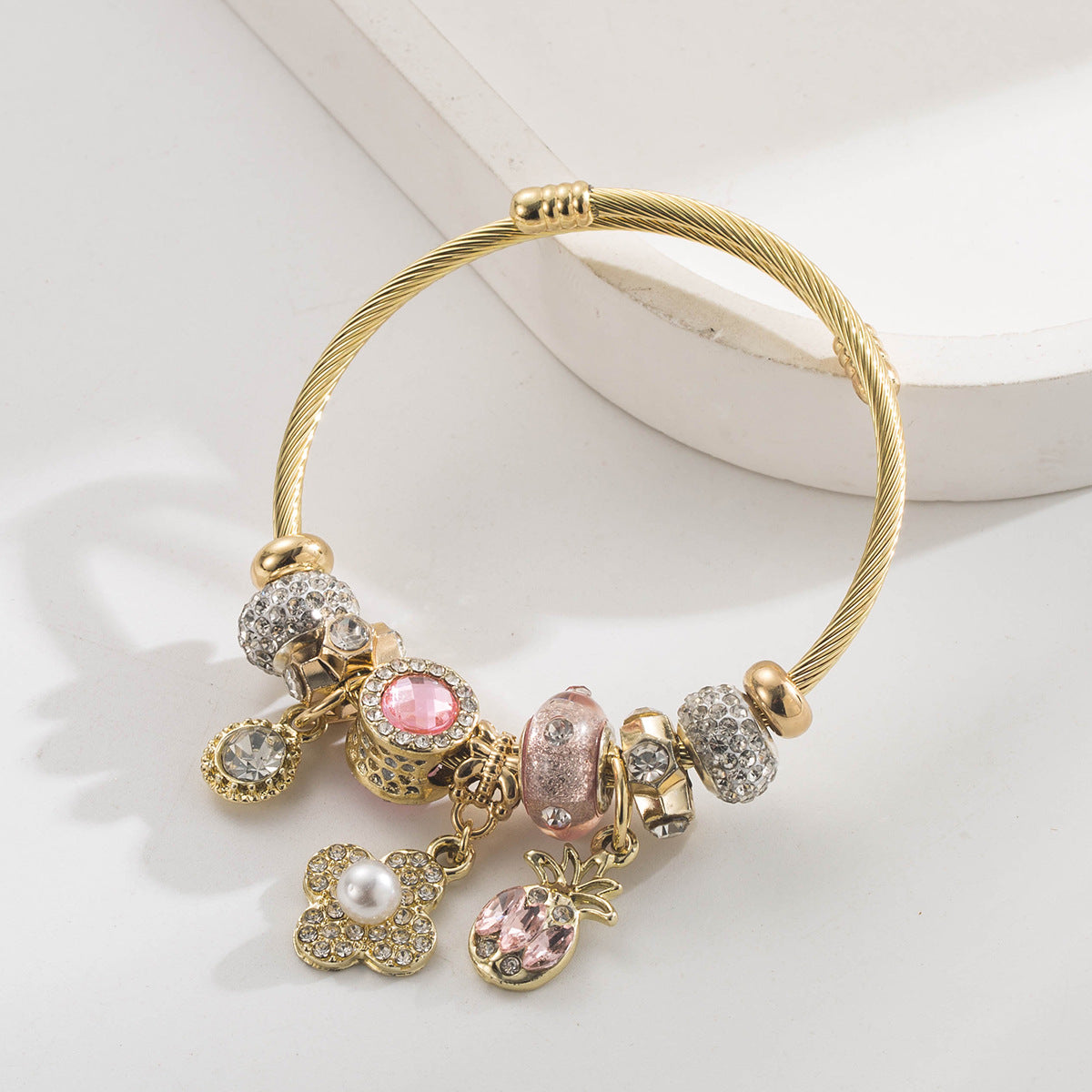 Vintage Pearl Flower Stainless Steel Bracelet