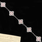 Pink zircon strawberry four-leaf clover copper alloy bracelet