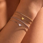 Niche high-end stainless steel double-layer heart-shaped zircon stacked bracelet