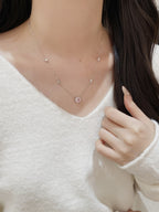 S925 Sterling Silver Super Sparkling Rose Cut Tricolor Necklace