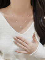 S925 Sterling Silver Super Sparkling Rose Cut Tricolor Necklace