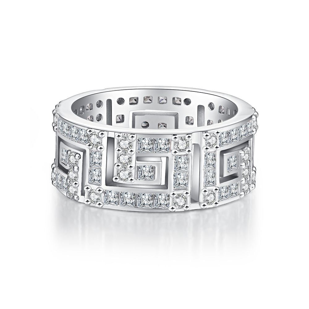 925 Sterling Silver High Carbon Diamond Full Diamond Stackable Ring