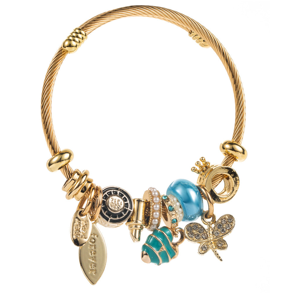 Vintage Heart Butterfly Stainless Steel Bracelet
